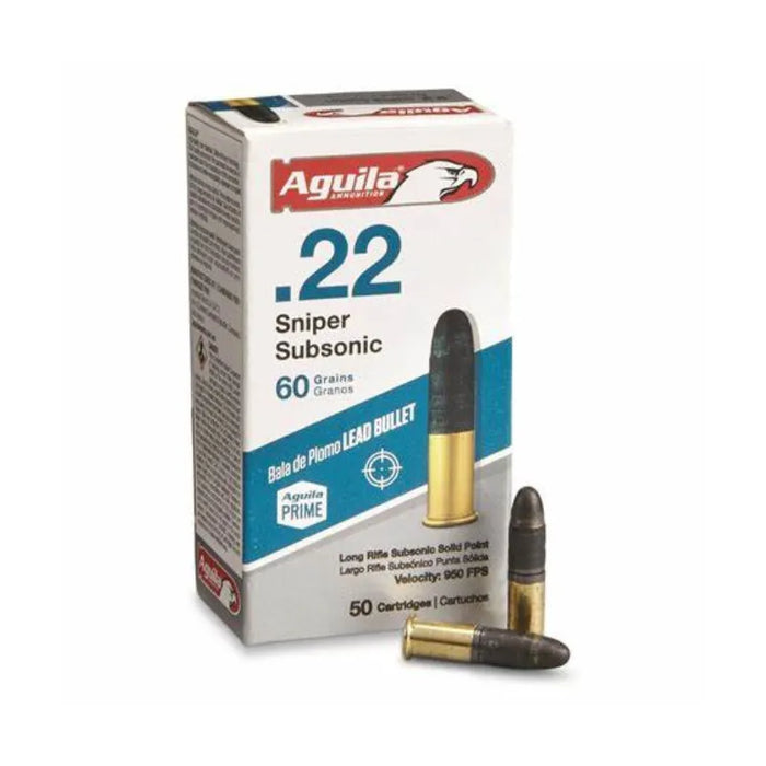 AMMUNITION - AGUILA AMMO 22LR SNIPER SUBSONIC 60G LRN EXTREME OUTDOOR SPORTS
