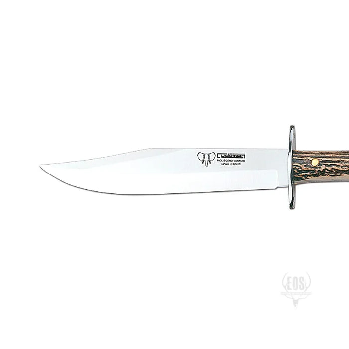 KNIVES - CUDEMAN – BOWIE 25CM BLADE, POLISHED DEER ANTLER HANDLE / LEATHER SHEATH EXTREME OUTDOOR SPORTS