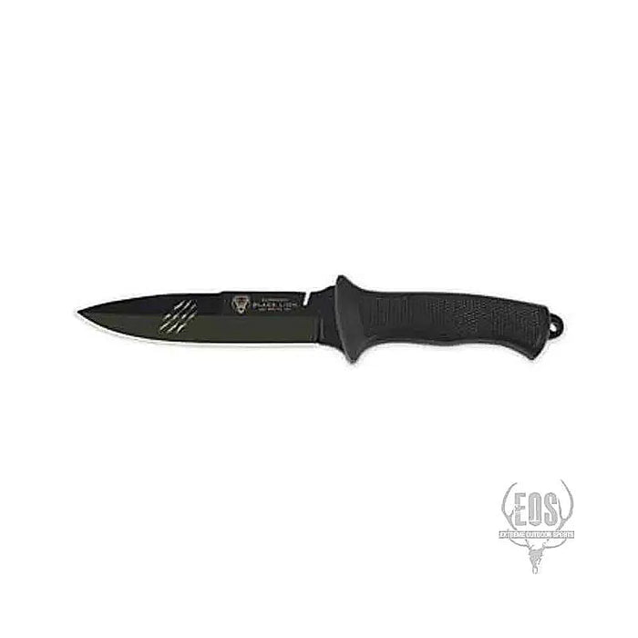 KNIVES - CUDEMAN - DROP POINT, 15CM ANODIZED BLACK BLADE, RUBBER HANDLE, W/SHEATH EXTREME OUTDOOR SPORTS