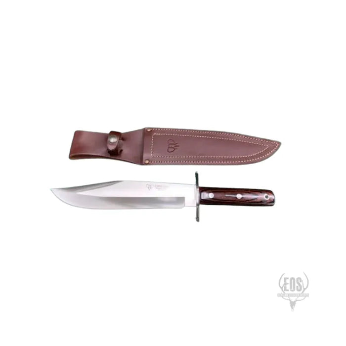 KNIVES - CUDEMAN – BOWIE 25CM BLADE, POLISHED RED STAMIN WOOD HANDLE / LEATHER SHEATH EXTREME OUTDOOR SPORTS
