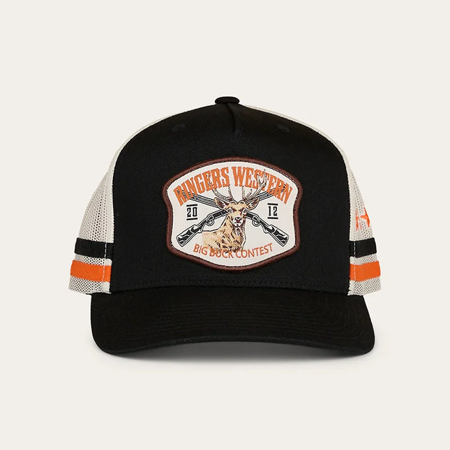 RINGERS WESTERN BIG BUCK DEEP FIT TRUCKER CAP - BLACK