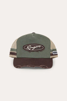 RINGERS WESTERN WORN OUT DEEP FIT TRUCKER CAP - ARMY / CHOCOLATE