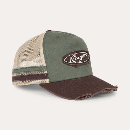 RINGERS WESTERN WORN OUT DEEP FIT TRUCKER CAP - ARMY / CHOCOLATE