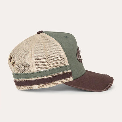 RINGERS WESTERN WORN OUT DEEP FIT TRUCKER CAP - ARMY / CHOCOLATE