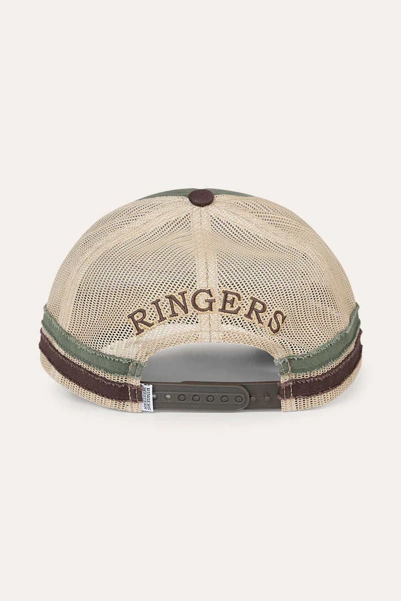RINGERS WESTERN WORN OUT DEEP FIT TRUCKER CAP - ARMY / CHOCOLATE