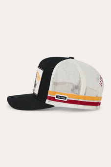 RINGERS WESTERN LIVE RODEO DEEP FIT TRUCKER CAP - BLACK / OFF WHITE