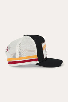RINGERS WESTERN LIVE RODEO DEEP FIT TRUCKER CAP - BLACK / OFF WHITE