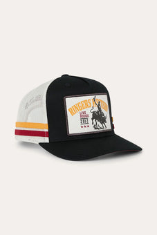 RINGERS WESTERN LIVE RODEO DEEP FIT TRUCKER CAP - BLACK / OFF WHITE