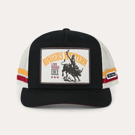 RINGERS WESTERN LIVE RODEO DEEP FIT TRUCKER CAP - BLACK / OFF WHITE