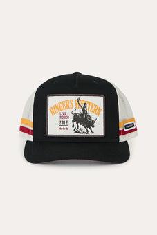 RINGERS WESTERN LIVE RODEO DEEP FIT TRUCKER CAP - BLACK / OFF WHITE