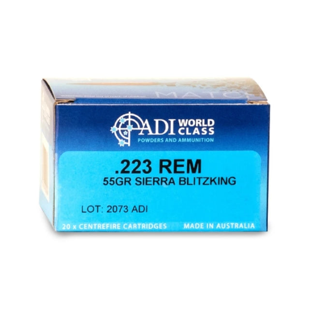 ADI WORLD CLASS AMMO 223REM 55GR SIERRA BLITZ KING #1455