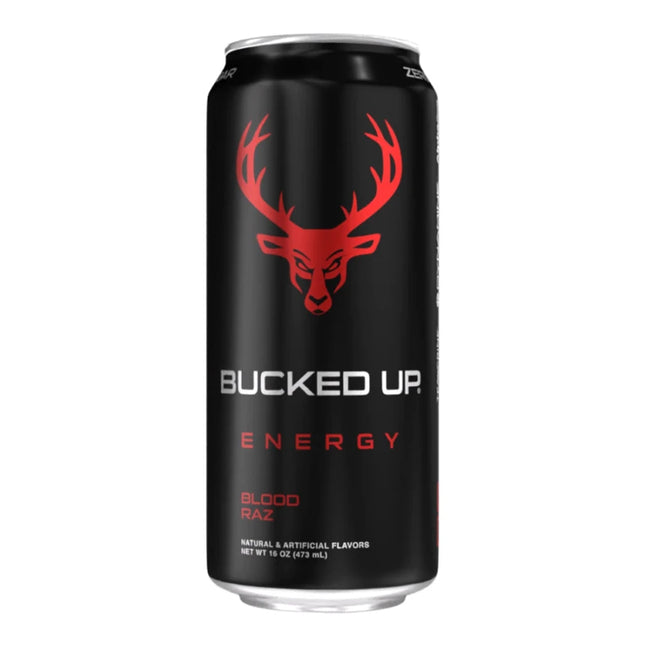 BUCKED UP 355ml Bucked Up Energy Drink Zero Sugar - Australia (1 Case / 12 Cans) - Flavor: Blood Raz