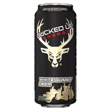 BUCKED UP 355ml Bucked Up Energy Drink Zero Sugar - Australia (1 Case / 12 Cans) - Flavor: White Gummy Deer