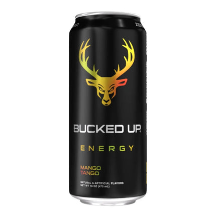 BUCKED UP 355ml Energy Drink - Australia Zero Sugar (1 Case / 12 Cans) - Flavor: Mango Tango