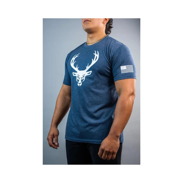 BUCKED UP FLAG T-SHIRT HEATHER BLUE/WHITE