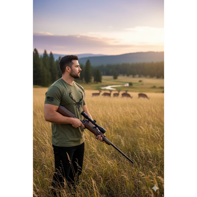 BUCKED UP FLAG T-SHIRT MILITARY GREEN