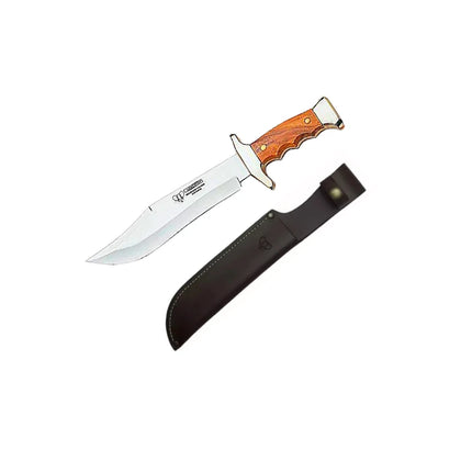 CUDEMAN - BOWIE, 21CM BLADE, SATIN OLIVE WOOD HANDLE, W/SHEATH