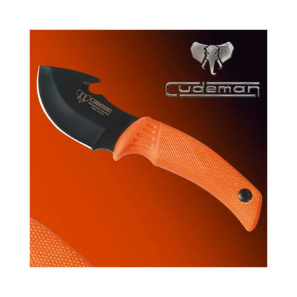 CUDEMAN - SKINNER 7.5CM MOUSE STYLE BLADE, ORANGE RUBBER HANDLE W/SHEATH (137-W)