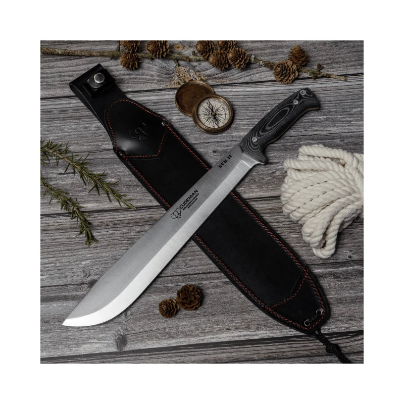 CUDEMAN - MACHETTE 30.5CM BLADE, SATIN BLACK MICARTA HANDLE W/SHEATH (252-M SVK II)