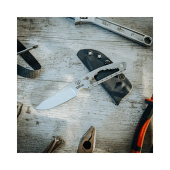 CUDEMAN - DROP POINT, 8.5CM BLADE, SKELETON HANDLE WITH TOOLS W/SHEATH (207-H)