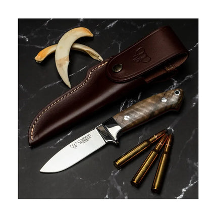 CUDEMAN - DROP POINT, 11.5CM N690CO BÖHLER BLADE, WALNUT HANDLE, W/SHEATH (254-G AKELEY)