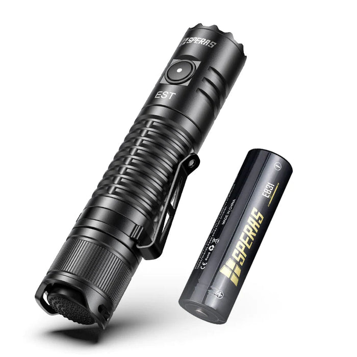 SPERAS EST TACTICAL FLASHLIGHT KIT 211M BEAM DISTANCE (1900LM) - 18650 RECHARGABLE BATTERY KIT ICLUDED