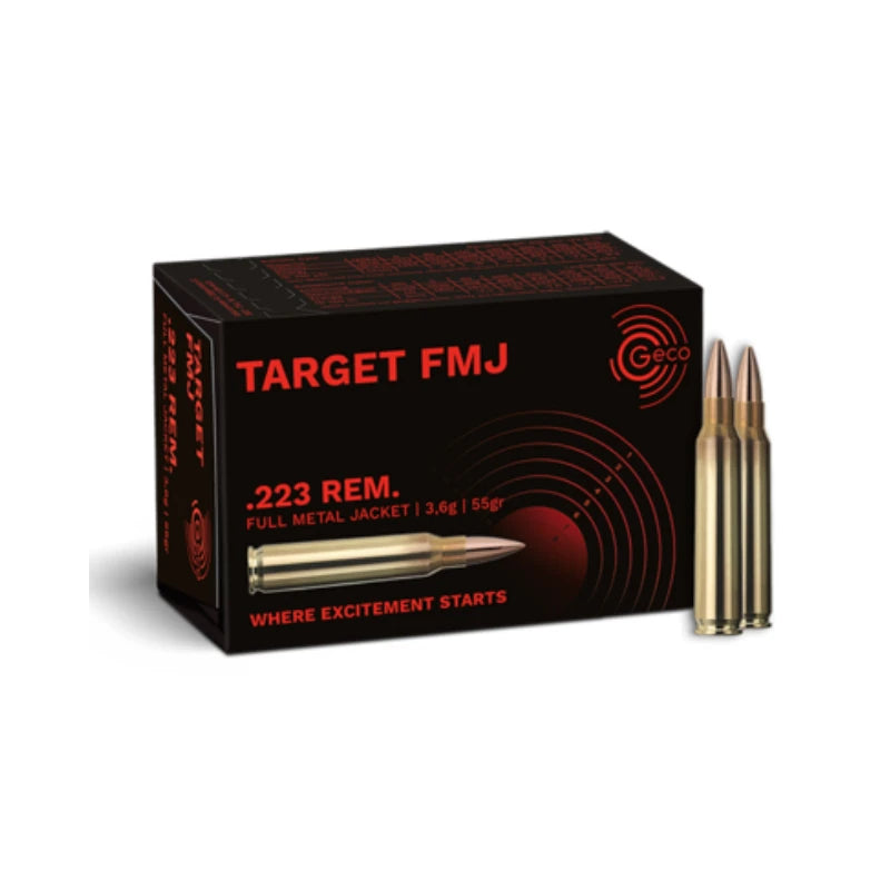 GECO AMMO 223 REM 55GR TARGET FMJ 50 PACK