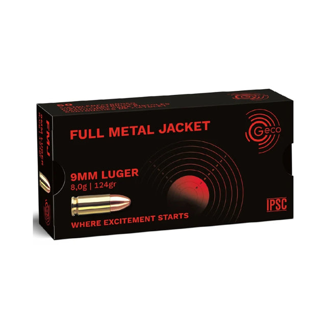 GECO AMMO 9MM 124GR FULL METAL JACKET 50 PACK