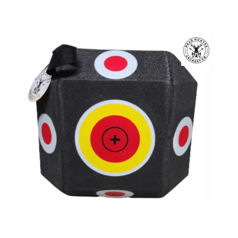 HEADHUNTER ARCHERY SELF HEALING CUBE BROADHEAD TARGET - YELLOW / RED WITH HH LOGO