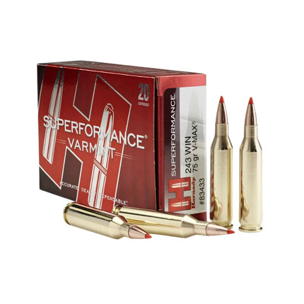 HORNADY AMMO 243 WIN 75 GR V-MAX SUPERFOMANCE 20PK