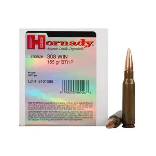 HORNADY AMMO 308 WIN 155 GR BTHP - 50 PK