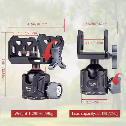 XILETU GD44 TRIPOD BALL HEAD WITH UNIVERAL GUN CLAMP