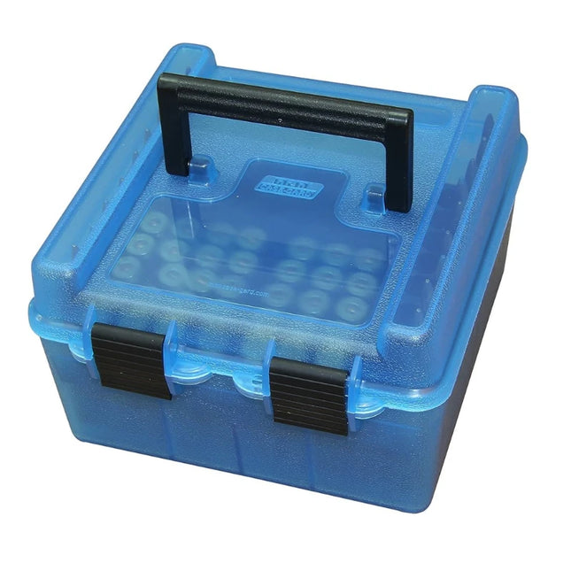 MTM RIFLE AMMO BOX CLEAR BLUE 100 Round fits WSM WSSM Ultra Magnum - Clear Blue