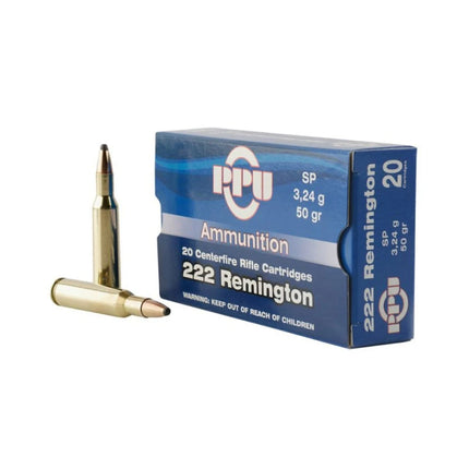 Box of Remington 222 Remington ammunition 
