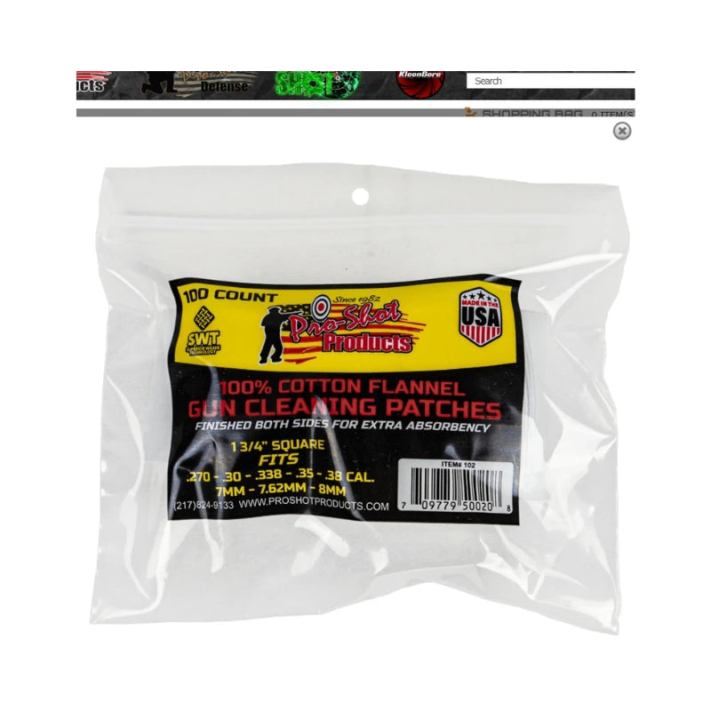 PRO SHOT PATCHES 270-38 CAL PATCHES 100 PACK