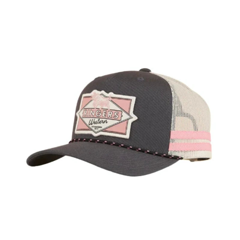 RINGERS WESTERN AUSSIE RULES DEEP FIT TRUCKER CAP - BALLET PINK/CHARCOAL