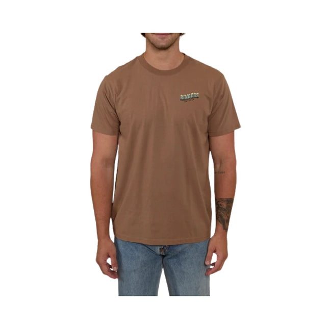 RINGERS WESTERN BUCKIN BARRA MENS LOOSE FIT T-SHIRT ALMOND (SIZES AVAILABLE)