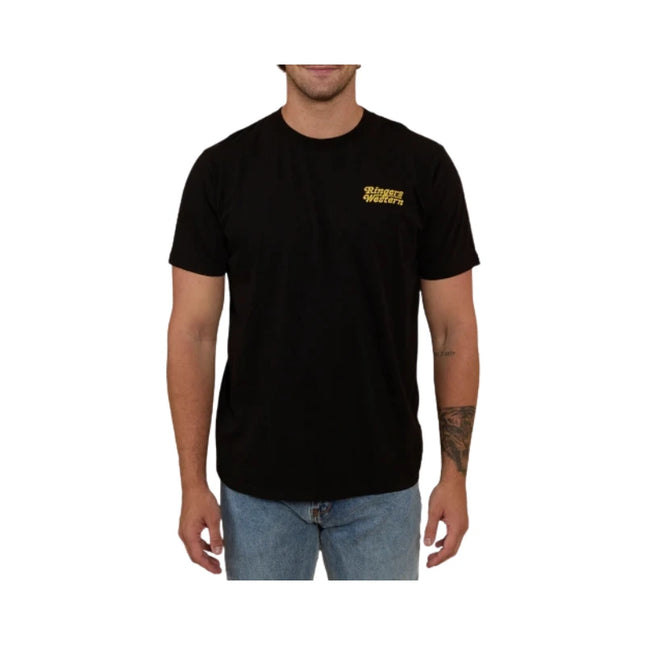 RINGERS WESTERN HALF CUT MENS LOOSE FIT T-SHIRT BLACK (SIZES AVAILABLE)