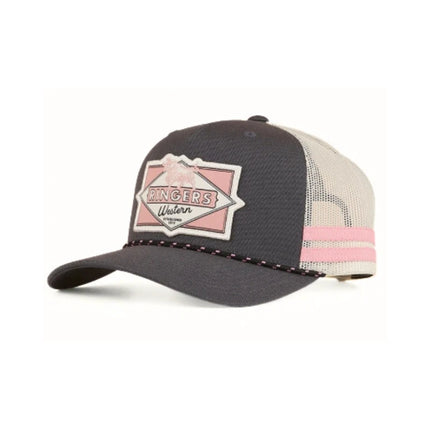 RINGERS WESTERN HOMETOWN TRUCKER CAP - CHARCOAL/ROSEY