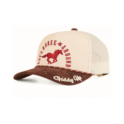 RINGERS WESTERN LETS HORSE AROUND TRUCKER CAP - OFF WHITE/CHOCOLATE