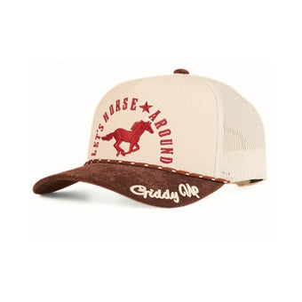 RINGERS WESTERN LETS HORSE AROUND TRUCKER CAP - OFF WHITE/CHOCOLATE