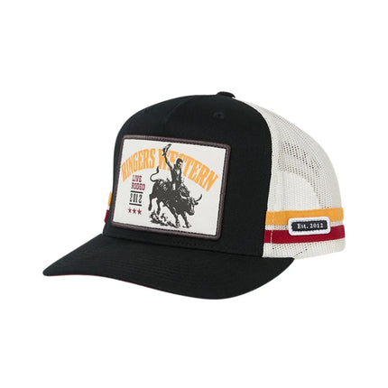 RINGERS WESTERN LIVE RODEO DEEP FIT TRUCKER CAP - BLACK / OFF WHITE