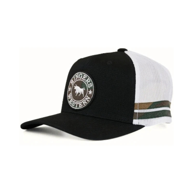 RINGERS WESTERN MCCOY KIDS TRUCKER CAP - BLACK/CAMO