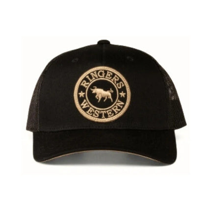RINGERS WESTERN SIGNATURE BULL KIDS TRUCKER CAP - BLACK/GOLD