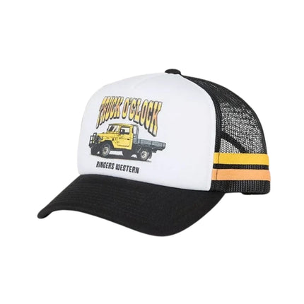 RINGERS WESTERN TRUCK O'CLOCK KIDS FOAM TRUCKER CAP - WHITE / BLACK