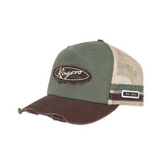 RINGERS WESTERN WORN OUT DEEP FIT TRUCKER CAP - ARMY / CHOCOLATE