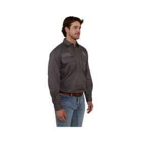 RINGERS WESTERN HAWKEYE MENS HALF BUTTON WORK SHIRT - MAGNUM/ULTIMATE GREY