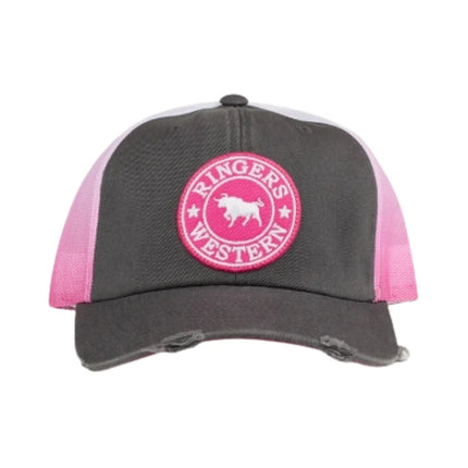 RINGERS WESTERN QUINN TRUCKER CAP - GREY/CANDY