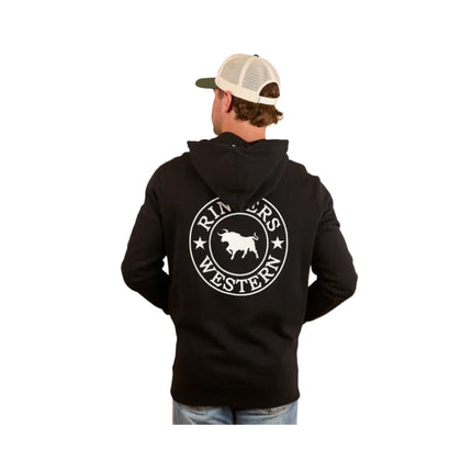 RINGERS WESTERN SIGNATURE BULL MENS PULLOVER HOODIE BLK/WHT (SIZES AVAILABLE)
