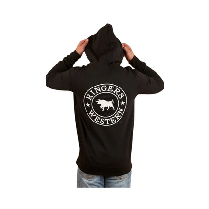 RINGERS WESTERN SIGNATURE BULL MENS PULLOVER HOODIE BLK/WHT (SIZES AVAILABLE)
